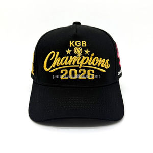 <span class=keywords><strong>Casquette</strong></span> Champion en coton structuré noir uni avec broderie 3D dorée personnalisée, logo étoile trophée 2026, <span class=keywords><strong>casquette</strong></span> de sport ajustable à fermeture snapback - Product Image 1