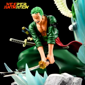 Figurine HESPER Anime One <span class=keywords><strong>Piece</strong></span> Roronoa Zoro vs Monet avec lumière, figurine de collection en PVC, statues, décoration de bureau, jouets - Product Image 2