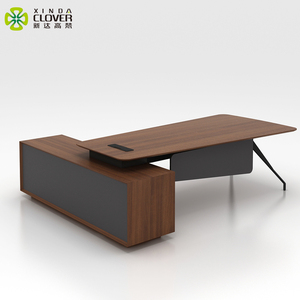 Ensemble de bureau de direction moderne et luxueux en métal en forme de L avec tiroirs pour le patron - Product Image 5