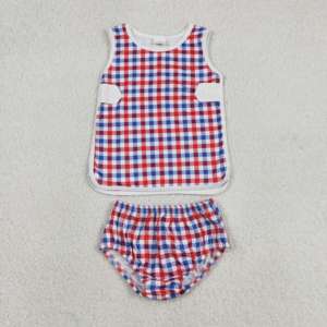 Conjuntos de Ropa para Bebé con Estampado a Cuadros Estilo Boutique para el 4 de Julio, Camisa con Volantes y Lazos para Niñas, Trajes de Pañal, Conjuntos de Ropa para Bebé - Product Image 6