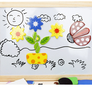 Mainan Puzzle kayu anak-anak, papan teka-teki Jigsaw dua sisi, mainan pendidikan kayu untuk balita - Product Image 4