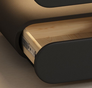 Mesitas de Noche Modernas de Lujo en Cuero para Dormitorio, con 2 Cajones y Espejo, Ajustables - Product Image 6