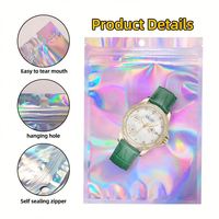 En Stock Emballage Holographique Transparent Cookie Petit Sachet Holographique Refermable Ziplock