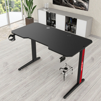 Table d'ordinateur moderne pour bureau à domicile avec crochet pour casque d'écoute en forme de T noir grand bureau long bureau ergonomique