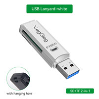 Lector de Tarjetas VegGieg USB 3.0 y USB 2.0 2 en 1 de Alta Velocidad, Lector de Tarjetas de Memoria Micro SD de Doble Ranura para PC, Laptop y Teléfono
