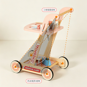 Chariot de <span class=keywords><strong>docteur</strong></span> en bois, ensemble de jeu d'imitation pour enfants, jeu de rôle médical, jouets pour enfants, jouets en bois - Product Image 3