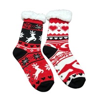 Chaussettes d'intérieur épaisses et moelleuses en tricot, douces et confortables, à double couche, pour la chambre en hiver