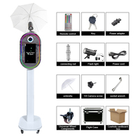 Smart Touch Screen 15.6inch Mirror Photo Booth Instant Print&Online Sharing Selfie DSLR Photo Booth Events Flight Case Packaging