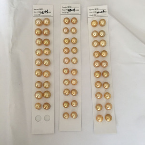 ราคาขายส่ง, ไข่มุกเซาท์ซีทรงกลมธรรมชาติคุณภาพสูง AAAA ขนาด 13-14 มม. สีทองเข้ม มีรูครึ่งวงกลม หรือไม่มีรู - Product Image 2