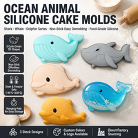 Moule à gâteau en silicone Série Océan, démoulage facile, motifs Requin, Baleine, Dauphin, pour mousse et chocolat, idéal pour la pâtisserie DIY et les fêtes, vente en gros
