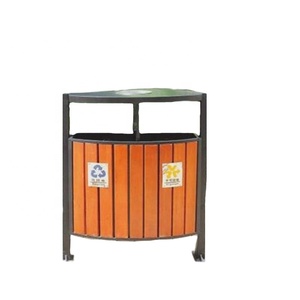 Popular wooden waste bin Outdoor recycling trash can with Dual Litter Bin , public commercial sorting recycling dust bin