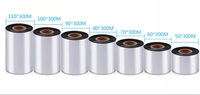 Pita Transfer Termal Lilin Hitam Grosir Pabrik UC168 250-110mm*300m Kompatibel Pencetakan UV Zebra untuk Printer