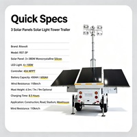 Yenilenebilir Enerji Çevre Dostu Monokristal Silikon Güneş Panelleri 4x100W LED Taşınabilir Aydınlatma Römorku Bahçe Yolu