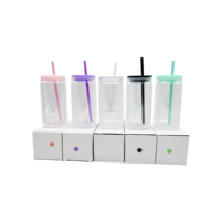 Gobelet en plastique à double paroi de 16 oz, style globe à neige, avec couvercle et paille, transparent, réutilisable, type bocal Mason, pour boissons froides