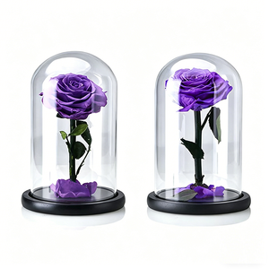 Wholesale Modern Waterproof Display <b>Box</b> Custom Artificial Rose Flower Glass Dome for Holiday <b>Gifts</b> Home Decor - Product Image 6