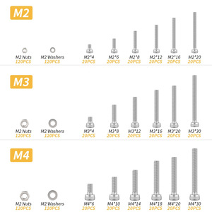 1080pcs Stainless Steel Socket Cap Screws Nuts Washers <b>Set</b> M2 M3 M4 DIN912 Hand Tool Kit - Product Image 3