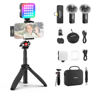 <span class=keywords><strong>NEEWER</strong></span> RGB LED luz micrófono soporte trípode Selfie Stick inalámbrico Lavalier Mic teléfono filmación configuración creador Video Vlogging Kit - Product Image 1