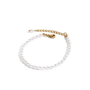 Pulsera de Perlas de Imitación EManco <span class=keywords><strong>Fashion</strong></span>, Perla Ovalada, Acero Inoxidable, Regalos Clásicos para Mujer, Directo de Fábrica - Product Image 6