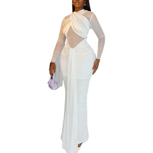 Robe crayon élégante et sexy pour femme, couleur unie, bustier froncé, coupe ajustée, respirante, teinte unie, taille naturelle - Product Image 1