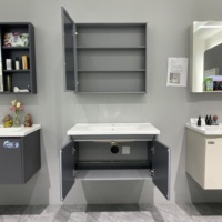 Meuble de salle de bain moderne WJL en acier inoxydable avec finition chromée, vasque intégrée en céramique, combo meuble-lavabo, directement de l'usine