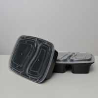 Boîte à emporter à 2 compartiments de 1000 ml en polypropylène, robuste, de qualité alimentaire, avec couvercle à clipser pour la restauration
