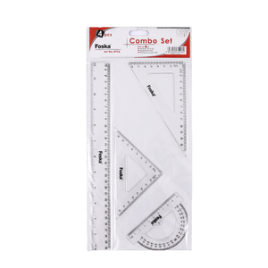 مجموعة أدوات مدرسية هندسية من فوسكا للطلاب مجموعة أدوات رياضية 4 قطع مجموعات مسطرة - Product Image 1