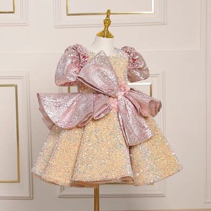 Vestido de tutú corto con lentejuelas y volantes para niñas, ideal para cumpleaños, fotografía, desfiles o actuaciones individuales, color dorado. - Product Image 3