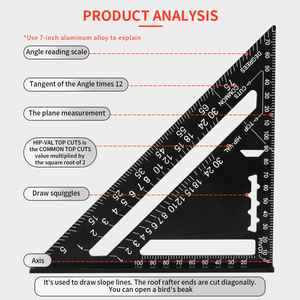 7/12 pouces <span class=keywords><strong>Triangle</strong></span> Rapporteur D'angle De Vitesse En Alliage D'aluminium carré Règle De Mesure de Mesure de Charpentier Outils À Bois <span class=keywords><strong>Triangle</strong></span> - Product Image 3