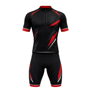 Custom Printed Front Letter Black <b>Red</b> Cycling Jersey Set Short Sleeve <b>Bike</b> Shirt Bib Shorts Moisture-Wicking for Unisex Road - Product Image 1