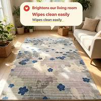 Tapis moderne de luxe à texture florale bleu brume douce, rouleau complet, pour salons et chambres d'hôtel
