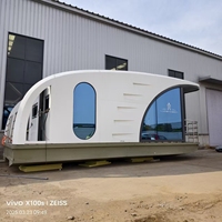 Capsule spatiale flottante, nouvelle maison mobile, maison flottante préfabriquée en acier pour maisonnette extérieure, maison-bateau de luxe