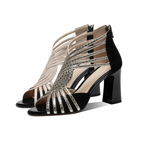 Sandalias Cómodas de Tacón Alto y Grueso con Diseño de Múltiples Tiras y Punta Abierta, Zapatos Romanos Sexys con Tiras, Estilo Club de Primavera/Verano, 8cm Oxford - Product Image 1