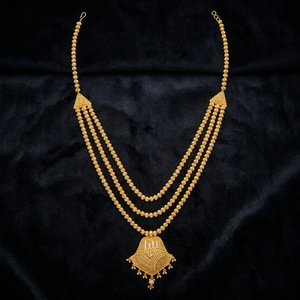 20K Gold Ethnic Layered Chain Necklace Floral Pendant Beaded <b>Choker</b> Jewelry <b>for</b> Wedding Party <b>Women</b> - Product Image 1