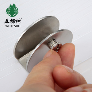 Clip de vidrio de acero inoxidable Wukeshu, curvo, con tornillo para estantes de vidrio, separador de baño - Product Image 1