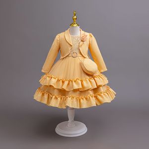 Vendita calda abito per bambini Chiffon modello retrò principessa manica lunga africana ragazza abiti da fiore - Product Image 4