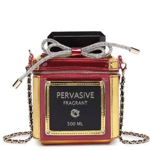 Bolso de Noche Elegante y Clásico de Lujo con Diseño de Botella de Perfume, Marco de PU con Pedrería, Correa de Cadena y Cierre de Cremallera, 1-1.9L - Product Image 2