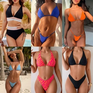 Bikinis bonitos de alta calidad al por mayor, <span class=keywords><strong>Bikini</strong></span> sin entrepierna Moden para mujer, traje de baño <span class=keywords><strong>con</strong></span> diamantes de imitación, traje de baño <span class=keywords><strong>con</strong></span> flecos - Product Image 4