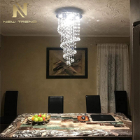 Luminaires de décoration intérieure de Style moderne, lustre LED en acier inoxydable cristal pour salon, escalier