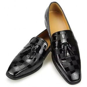Autumn Luxury Designer Men's Tassel Casual <b>Shoes</b> Business Wedding Oxford <b>Shoes</b> Black Plaid Design <b>Height</b> <b>Increasing</b> Slip-On - Product Image 5