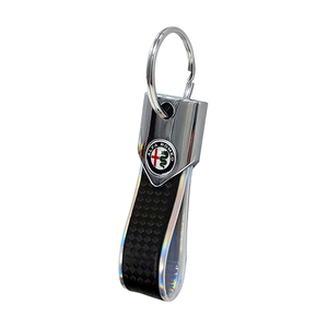 Elite Alfisti portachiavi di lusso in carbonio con Logo Alfa Romeo-argento carbonio moderno portachiavi in carbonio per protezione auto - Product Image 1