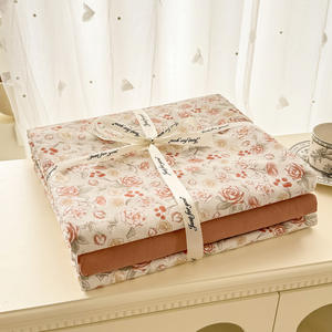 A-class Knitted Cotton Washed <strong>Double</strong>-layer Yarn Four Piece Set <strong>Small</strong> Floral Duvet Cover Bed Sheet <strong>Small</strong> Fresh Three Piece Set - Product Image 4