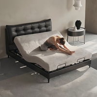 Série Smart Home Big Black Bear Lit électrique intelligent multifonctionnel à commande vocale, lit rembourré à gravité zéro pour chambre à coucher
