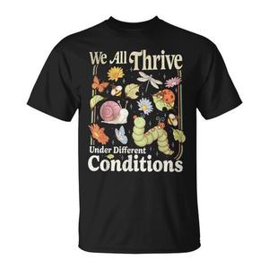 Camiseta con diseño de neurodiversidad, unisex, para adultos, manga corta, cuello redondo, impresión digital, todos prosperamos bajo diferentes condiciones - Product Image 1