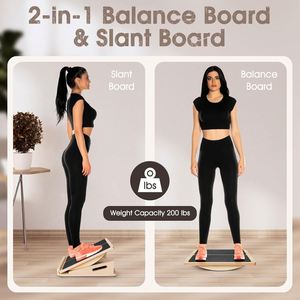 Tabla de Equilibrio Profesional 2 en 1 de Madera con Inclinación Ajustable para Estirar Rodillas, Talones, Pies y Piernas, Ecológica, para Promoción Deportiva - Product Image 2