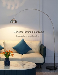 โคมไฟลาวาตั้งพื้นทำจากหินอ่อนฐานโลหะแบบโค้ง LED โคมไฟตั้งพื้นทันสมัย - Product Image 4