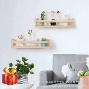 Cross-border wooden living room wall-mounted storage rack, solid wood wall storage rack, kitchen spice display rack - Product Image 2