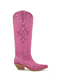 WETKISS Mujeres Cowgirl Outdoor Wear Photo Shoot Pink Rhinestone Frosted Rose Red Western <span class=keywords><strong>Botas</strong></span> hasta la rodilla - Product Image 2