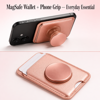 Dompet Ponsel Kulit PU MagSafe dengan Tempat Kartu dan Pegangan Lipat Pop Socket