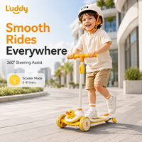 Tricycle évolutif 3-en-1 Luddy Custom B.Duck avec poignée réglable, poussoir et vélo d'équilibre pour tout-petits 1-4 ans