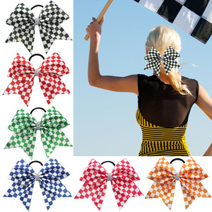 Coletero Deportivo a Cuadros Blanco y Negro para Animadoras, Accesorios para el Cabello Infantiles de la Temporada F1, Lazos Decorativos Hechos a Mano Personalizados - Product Image 1